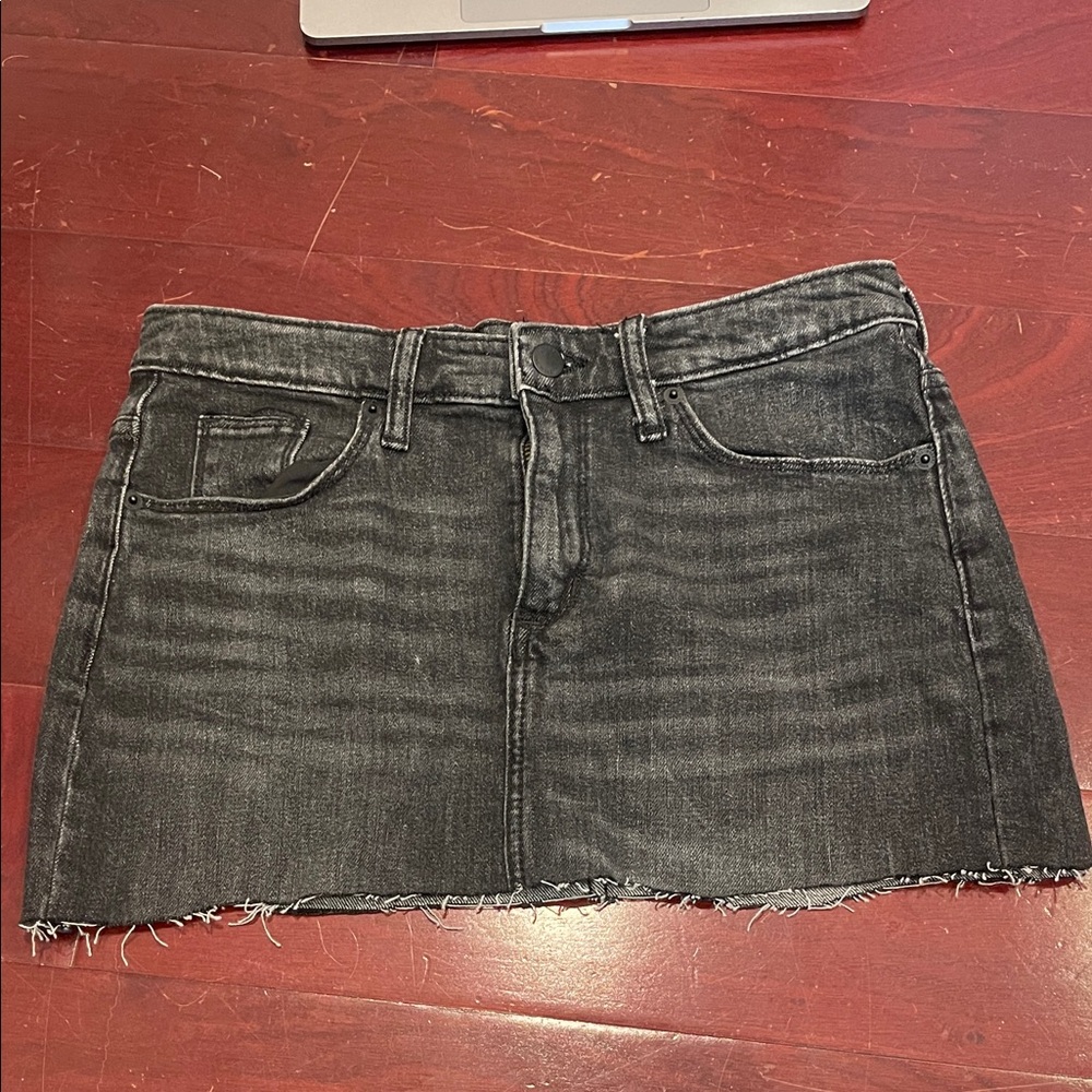 Dark wash denim mini skirt